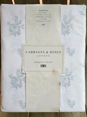 Cabbages & Roses Ditsy Floral (MINERAL) Percale King Size Sheet Set (soft green)